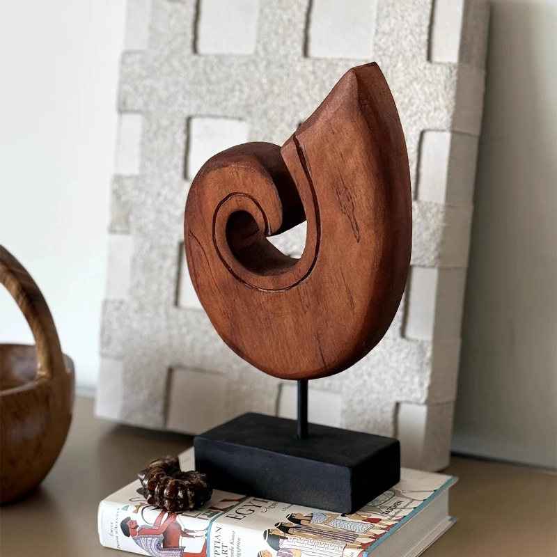 

Спиральная деревянная скульптура ручной работы, современная художественная центральная часть для гостиной, офисного стола, украшения, элегантный геометрический художественный декор