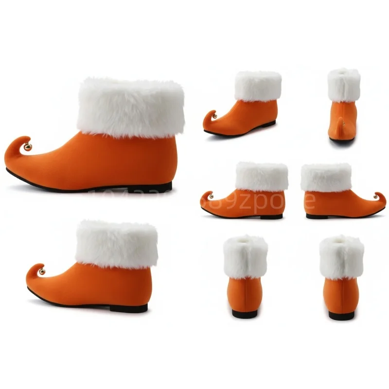 عيد الميلاد سانتا كلوز أحذية الرجال البرتقال حذاء من الجلد جرس تأثيري اكسسوارات أشار تو أحذية عيد الميلاد حفلة مرحلة الأداء #1