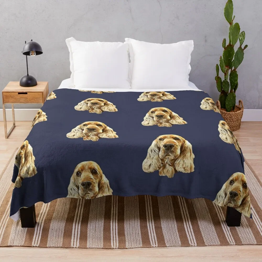 

Gold Cocker Spaniel Throw Blanket Flannel Fabric sofa bed Blankets