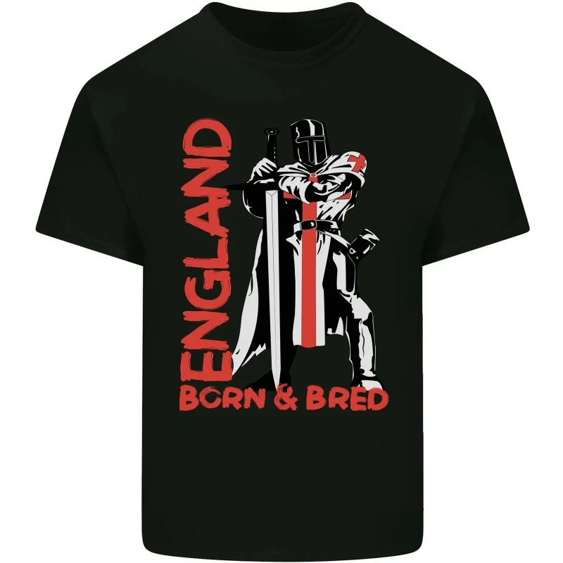 

England Born Bred St Georges Day Light Cotton T-shirt Men Fashion Street Hip-hop Rock Short-sleeved Women Cotton Round-neck Top