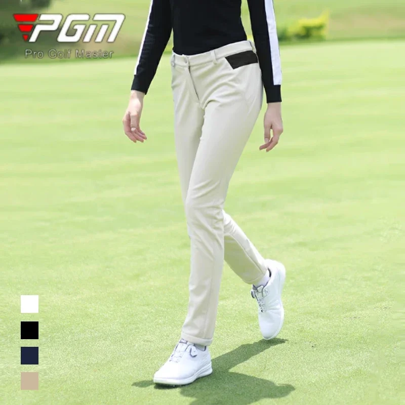 PGM Winter Women Waterproof Golf Pants Ladies Keep Warm Fleece Trousers Girls Elastic Slim Sweatpants Casual Golf Pants XS-XL