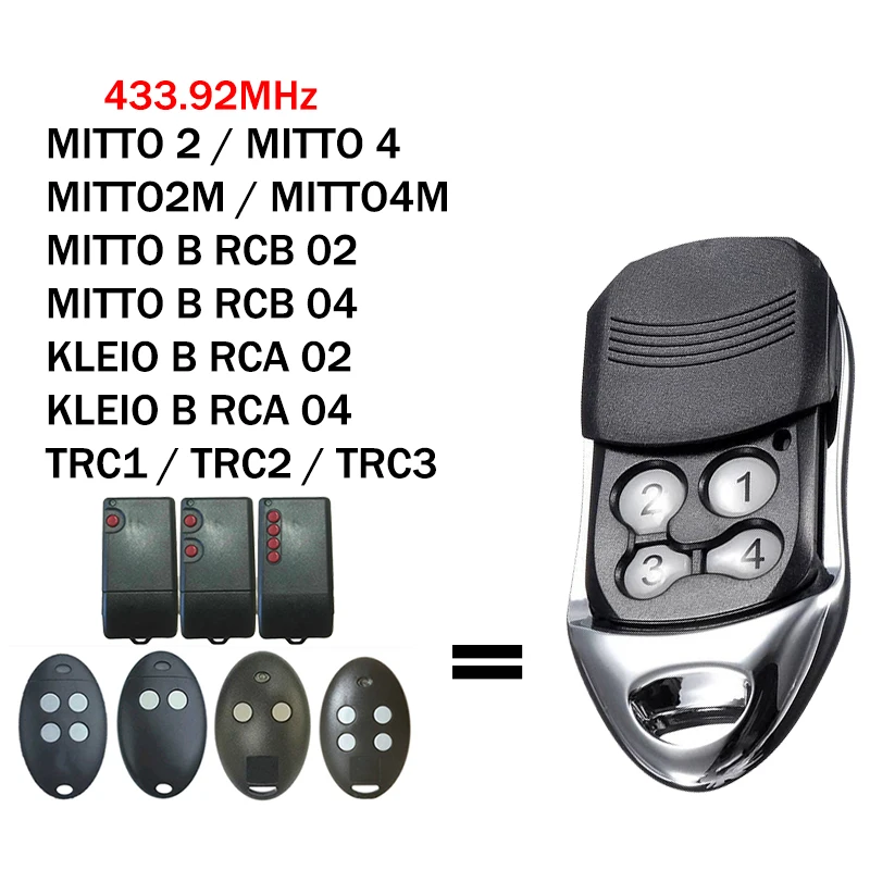 rcb 02 04 mitto mitto2a mitto4a trc1 trc2 trc3 comando de garagem 43392mhz codigo rolante abridor de porta de garagem comando b 01