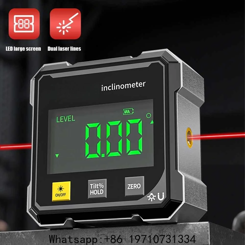 Household Double Sided Laser Inclinometer Multifunctional Four Sided Magnetic Absorption Angle Level Small Slope Measuring Tools