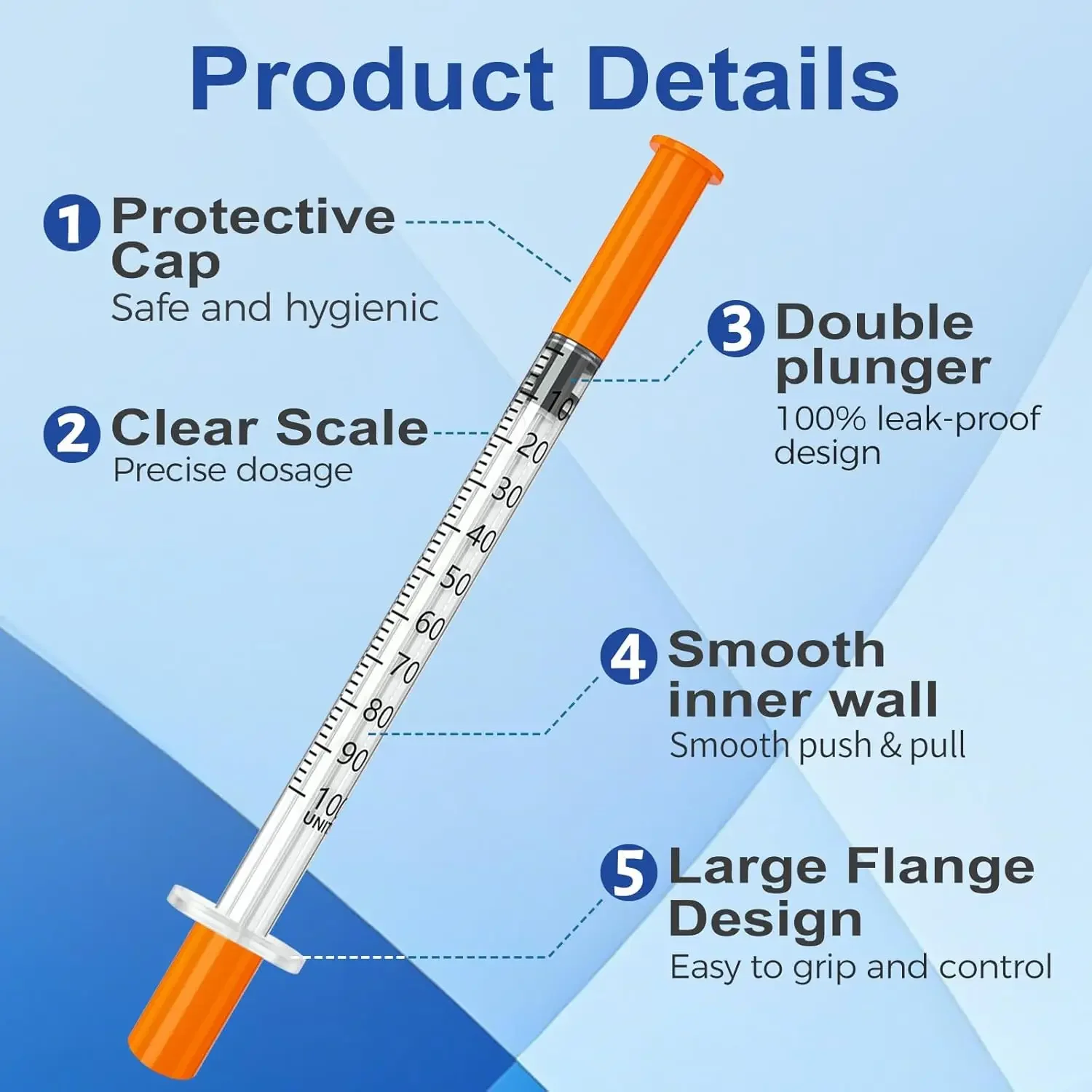 100/200PCS 0.5/1ml Syringes with Needle Individual Packaging Pain-Free for Laboratory And Insulin Syringe Pet Supplies