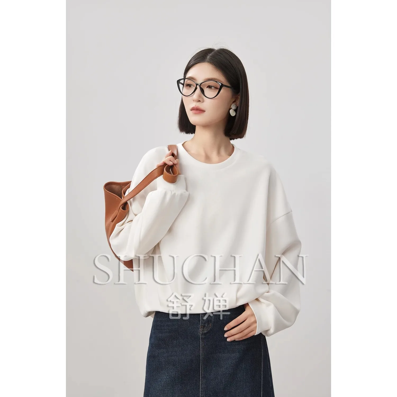 Basic Model, Hem Design Pleated  Streetwear Women  Sweatshirt  Clothes for Women Pullover 2025 Spring