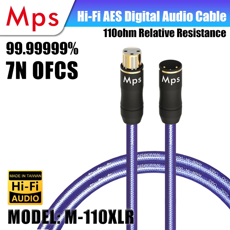 HiFi MPS M-110XLR 7N OFCS 110ohm kabel audio nadaje się do dekodowania interfejsu koncentrycznego AES/EBU lub interfejsu równowagi XLR