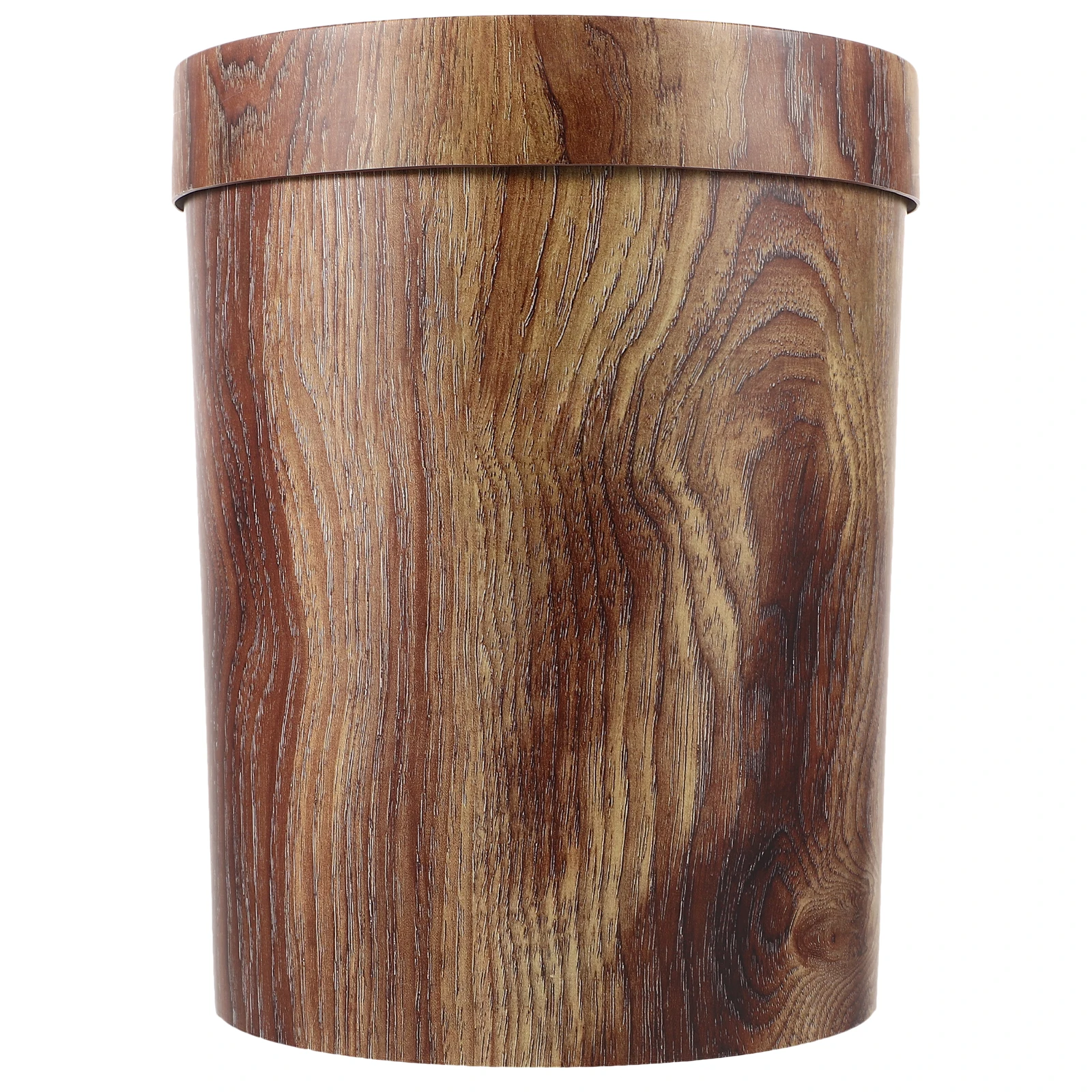 

Solid Wood Trash Can Vintage Kitchen Plastic Container Retro Bucket Household Garbage Holder Woodgraining Can PP Material Easy
