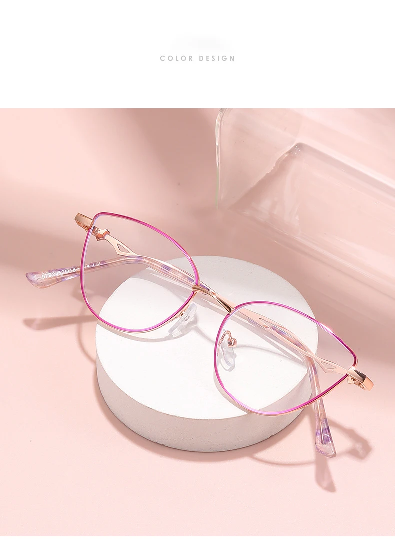 Modische Anti-Blaulicht-Lesebrille für Damen aus Metall mit hochauflösender Anzeige der jugendlichen Lesebrille 9792 – Detail 10