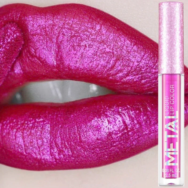 Brillo de labios metálico, 12 colores, resistente al agua, color Nude, mate, rosa, lápiz labial líquido, duradero, no se decolora, maquillaje