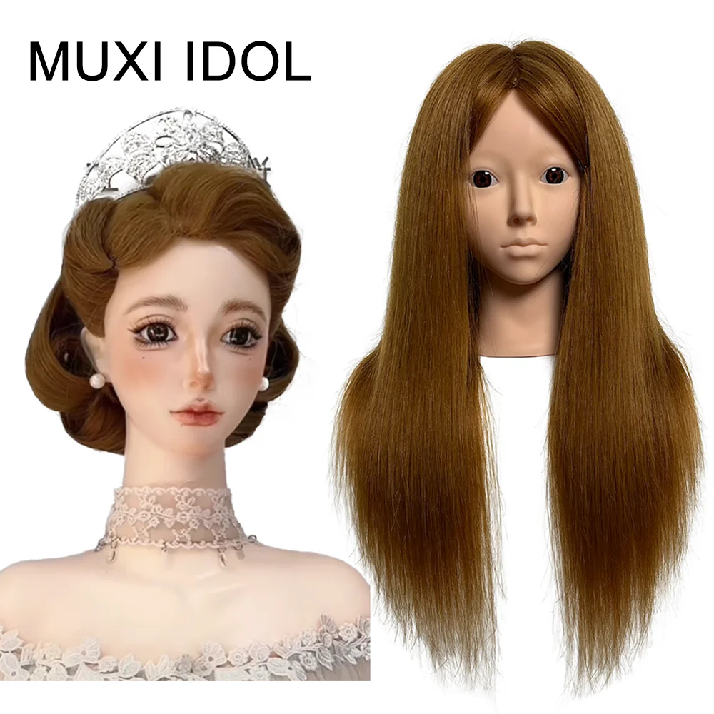 Professional Golden Mannequin Head with 95% Human Hair for Braiding, Styling & Hairdresser Training – Long Hair Practice Model