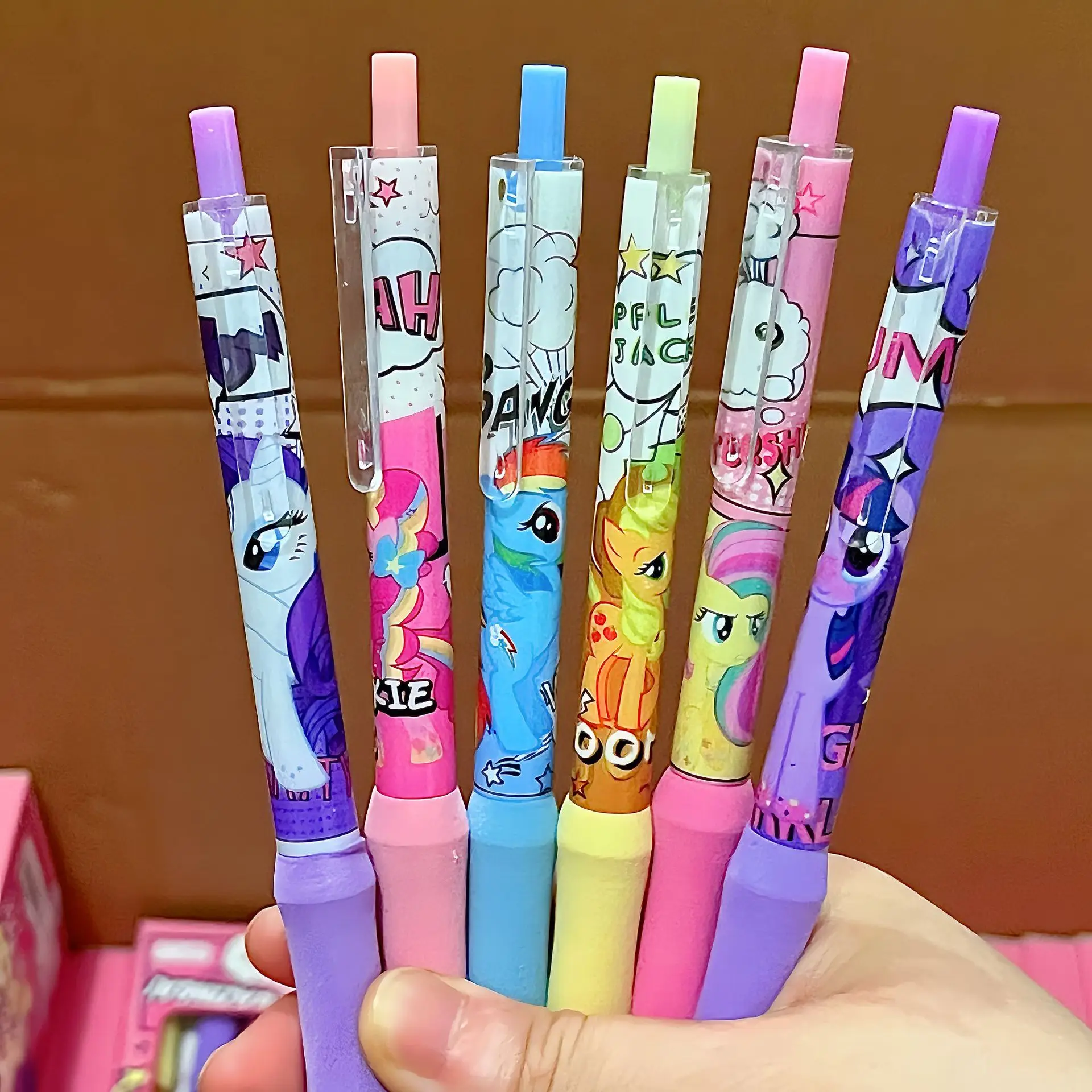 6Pcs Anime My Little Pony Gel Pen Kawaii Sponge Cover Press Pen Cute The Ballpoint Pen Cartoon Stationery Office Supplies Gift