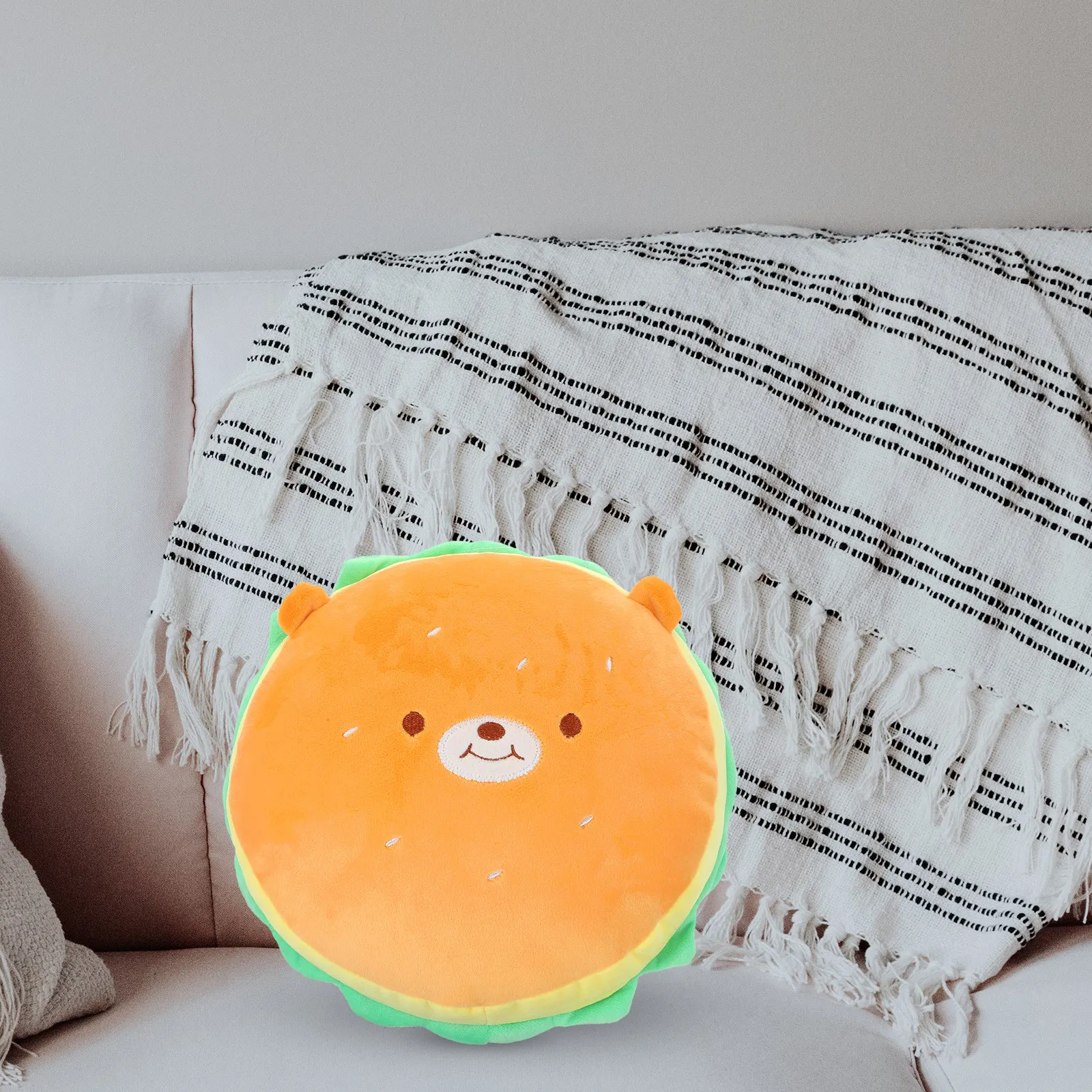 

Stuffed Hamburger Bear Pillow Soft Comfortable Down Cotton Sofa Couch Throw Pillow Cartoon Hamburger Shape Cushion for Home