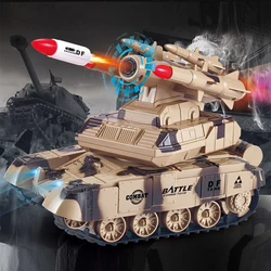 Rc Tank Smoking Shoot Bullet Electronic Remote Control Car Move By Apron Wheel Rocket Sled Toy With LED Flame Sound Kids Gift