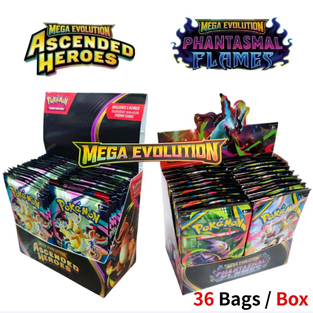 NEUE Pokemon TCG Booster Seltene Sammelkarten für Sammler Geschenk Mega Evolution Erhabene Helden Phantasmale Flammen Sammelkarten