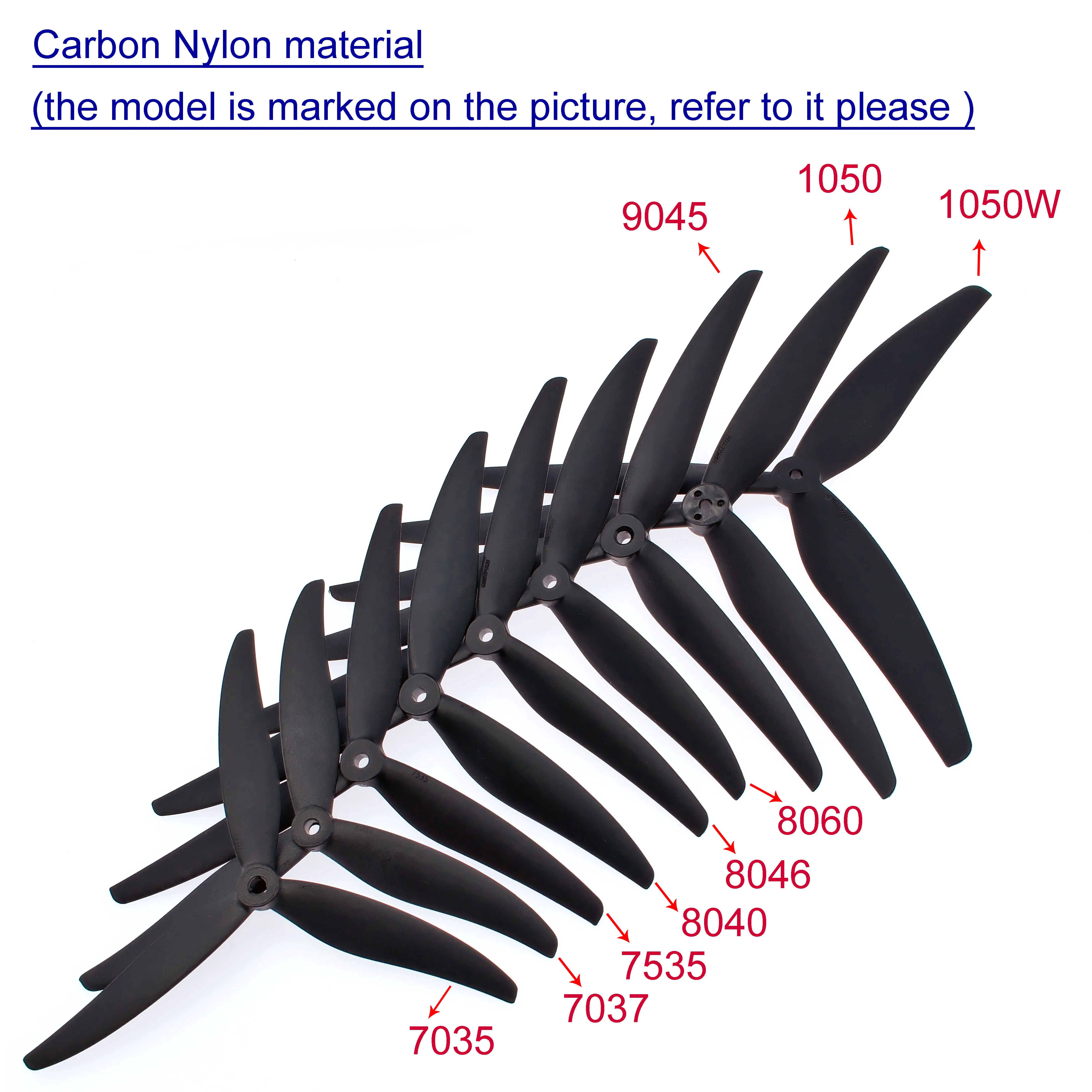 Gemfan 7035 7037 7535 7040 7050 7535 8040 8046 8060 9045 1050 1050W 3-Blade PC/ Carbon Nylon Propeller For RC FPV LR7 MAK4 Props