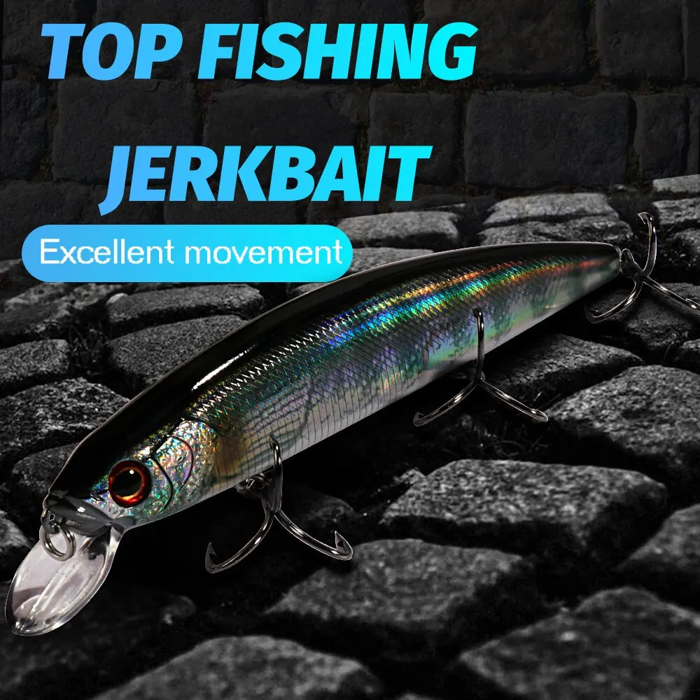 Top Water Weight System Suspension Minnow 14cm 24g Wobbler Pesca Sea Fishing Lure Strong Treble Hooks Silicone Bait Jerkbait
