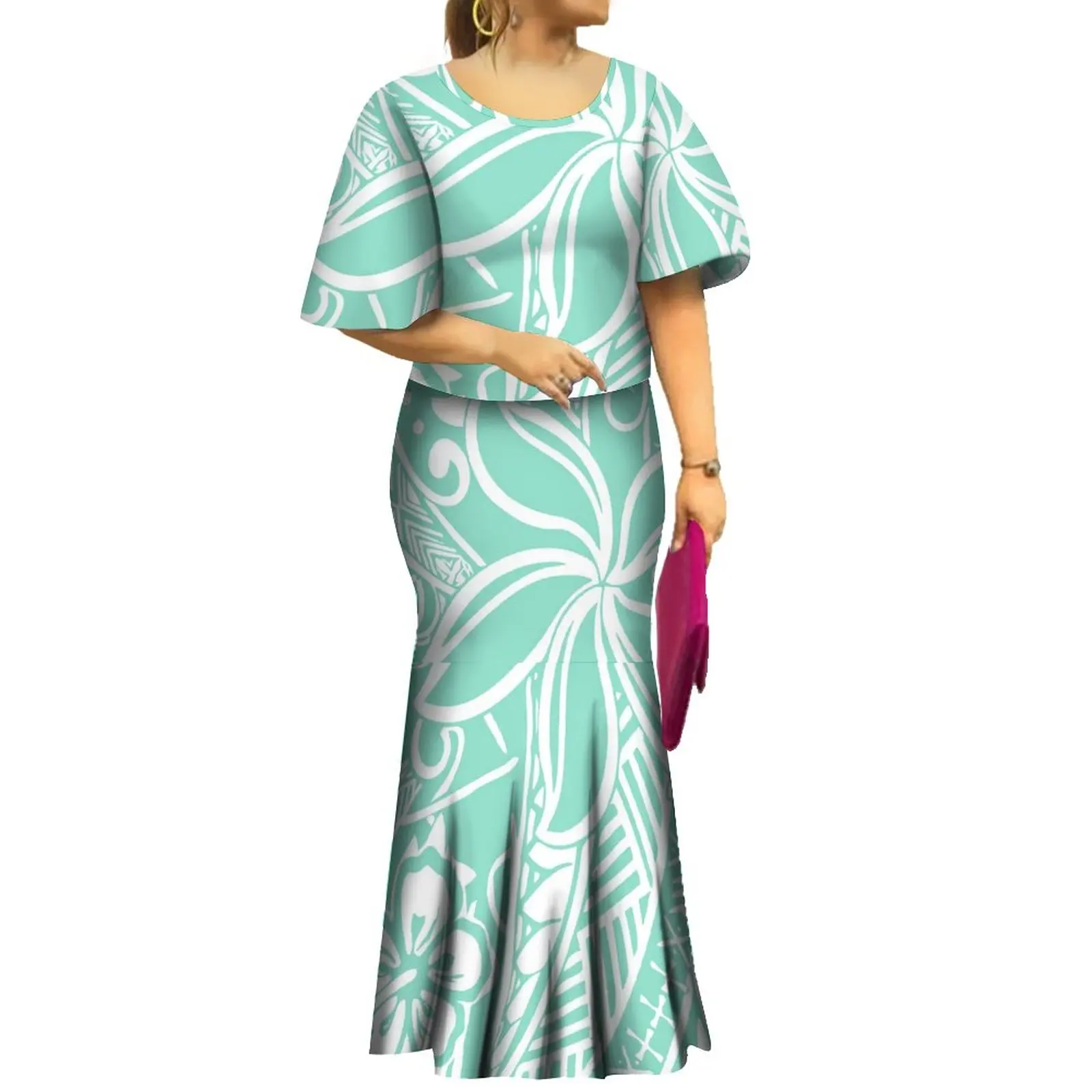 2022 Fall New Style Samoan Puletasi Batwing Sleeve Polynesian Tribal  Mermaid Maxi Skirt Dress Women Pacific Island Art Ptaha - AliExpress  200000345