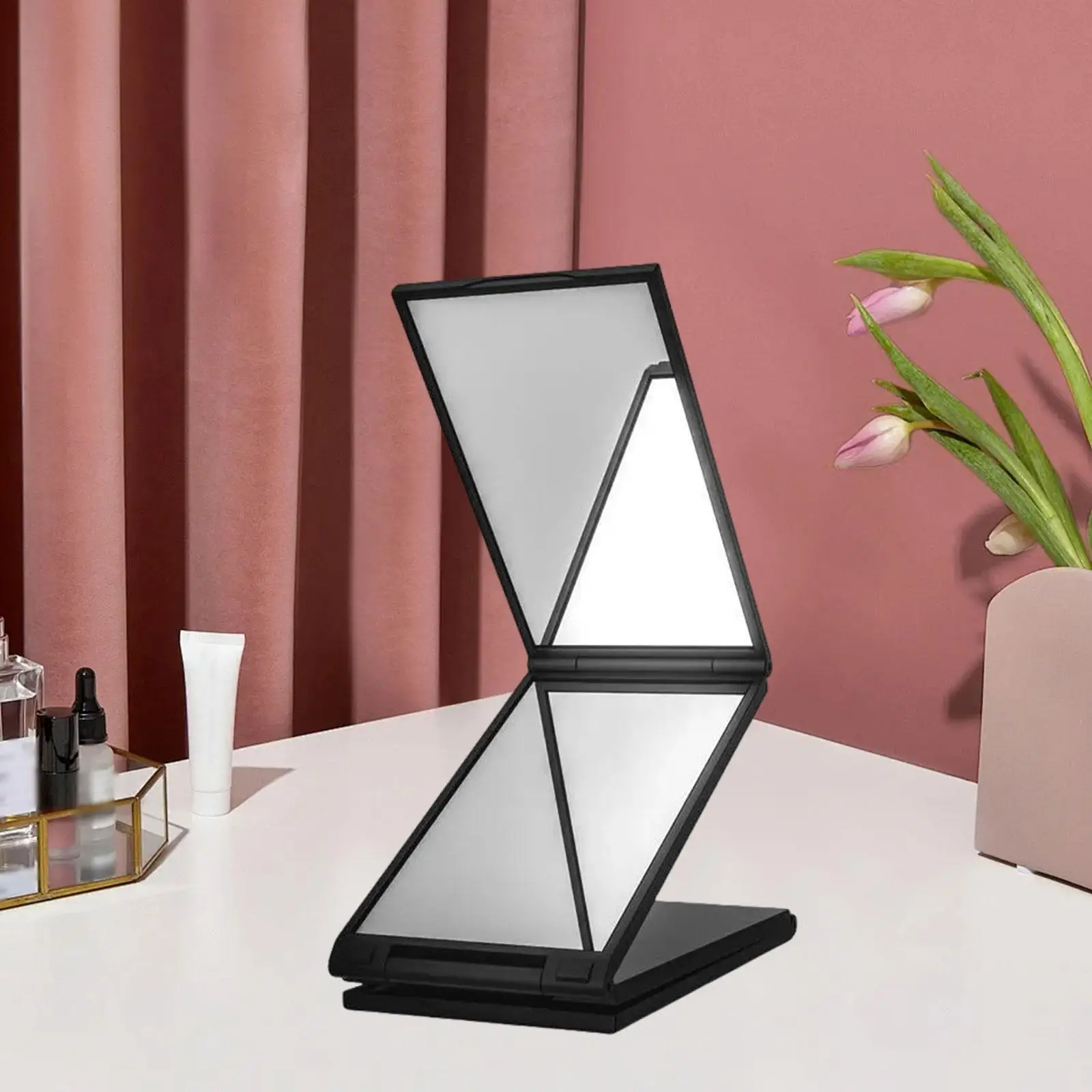 4-Wege-Spiegel, zusammenklappbar, selbsthaarschnitt-Spiegel, tragbar, vierseitiger Spiegel für die Fahrzeugwartung, Haarschneiden, Styling, Männer und Frauen, Pflege