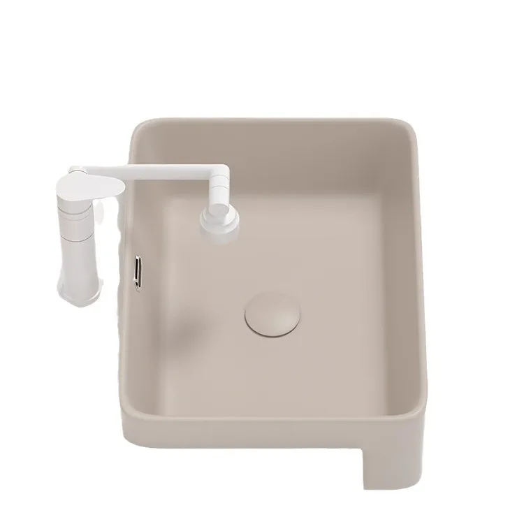 

Khaki semi-hanging wash basin semi-embedded ceramic washbasin hotel Taichung basin square narrow