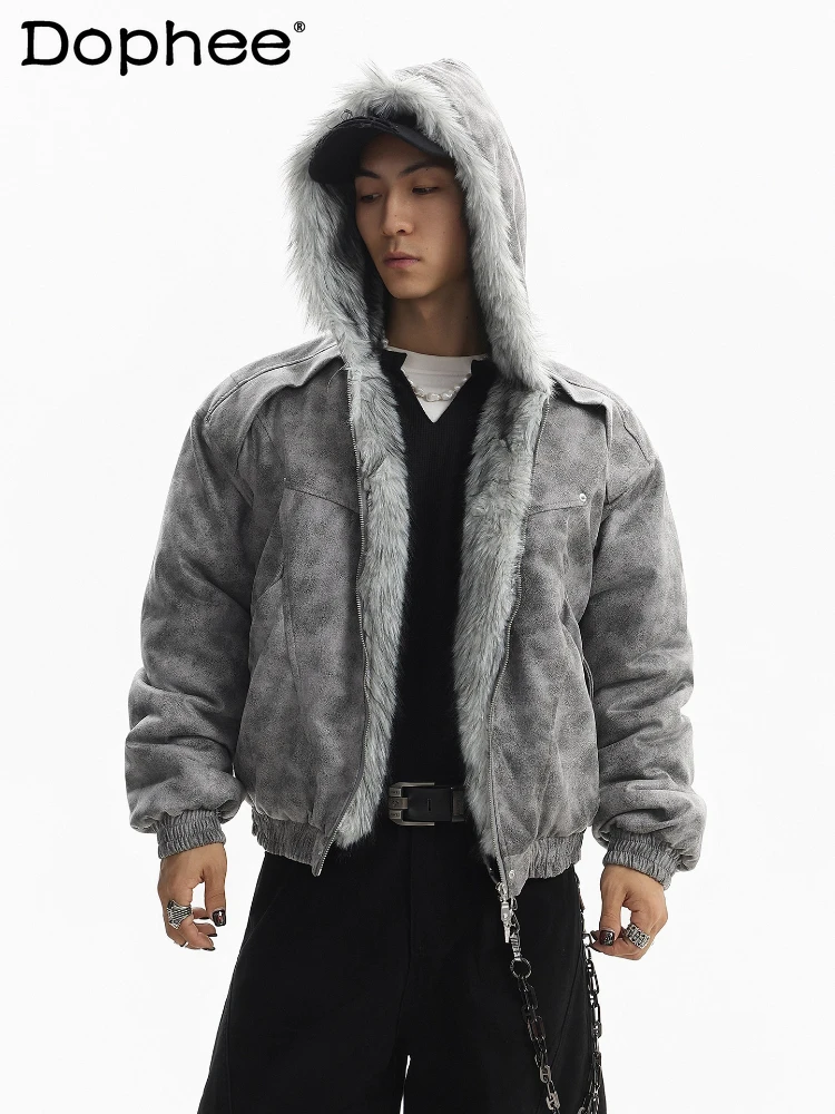 سترات رجالية بقلنسوة عالية الشارع للرجال لشتاء 2025 سترات جديدة بسحاب للرجال معاطف بقلنسوة وأكمام طويلة مزخرفة للجيب #1