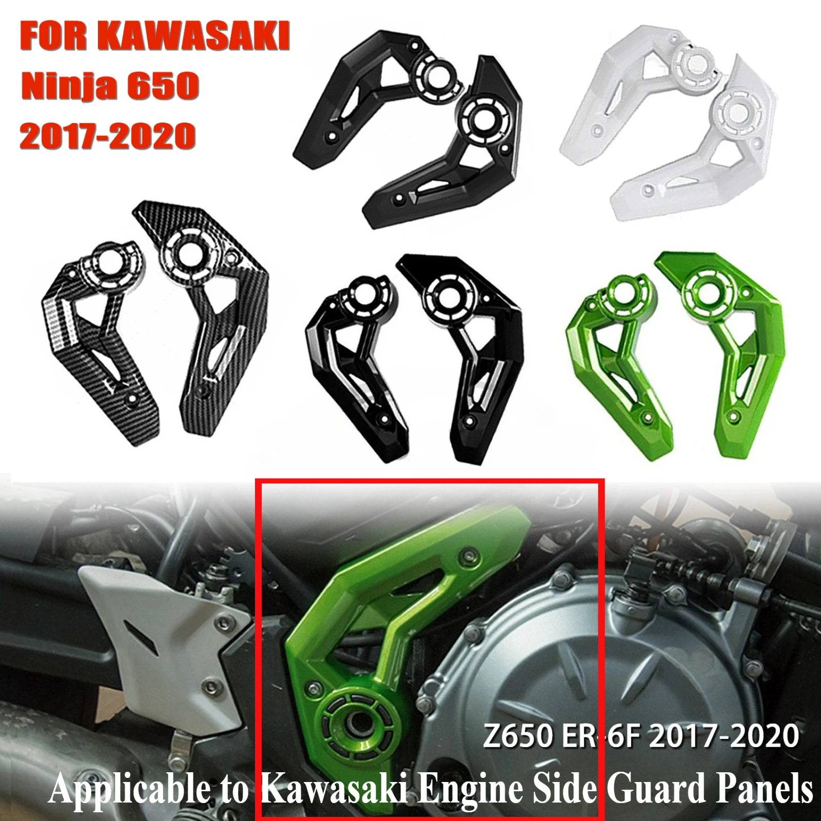 

For Kawasaki Ninja 650 ER6F Z650 2017-2020 Clutch Rear Side Bracket Guard Fairing Cover Motorcycle Side Support Protective Panel