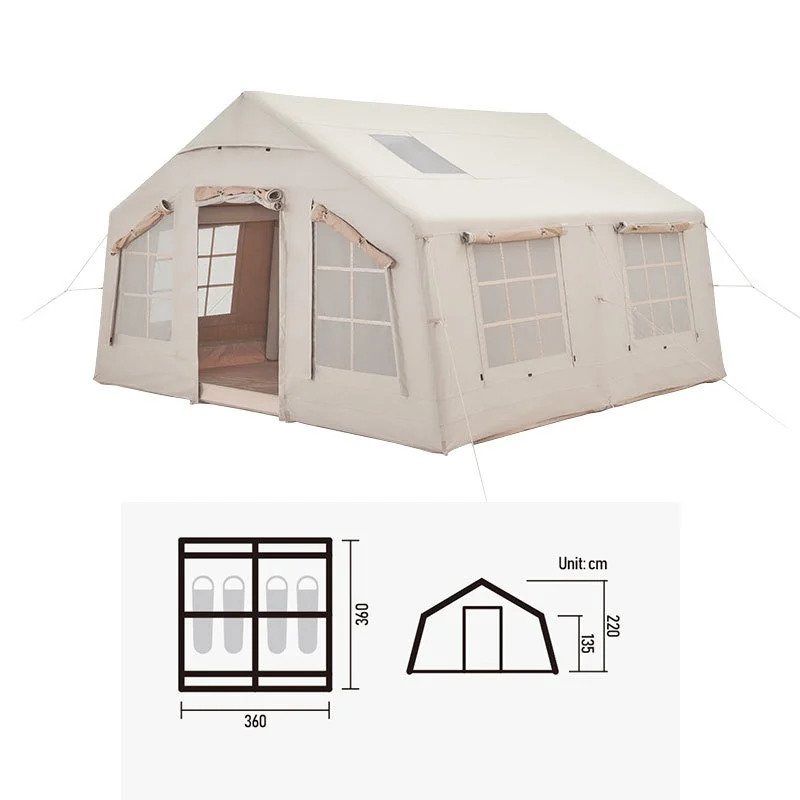 

Портативная роскошная надувная палатка для кемпинга на 5-8 человек, просторная, из ПВХ, водонепроницаемая, из хлопкового оксфорда, для семейного отдыха на природе