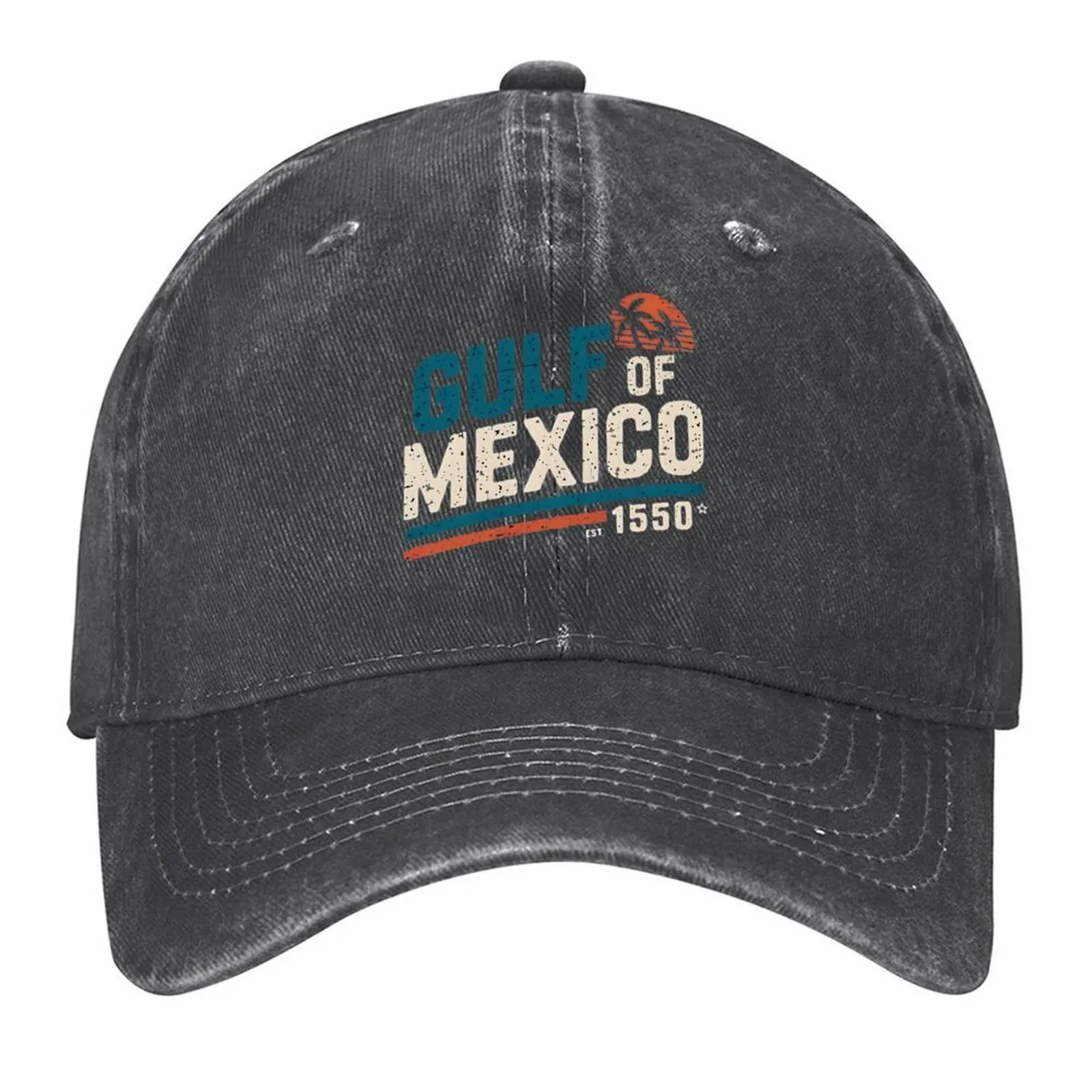 

vintage-style logo for the Gulf of Mexico - EST. 1550 Baseball Cap Luxury Brand Hood hard hat Trucker Cap Women's Beach Men's