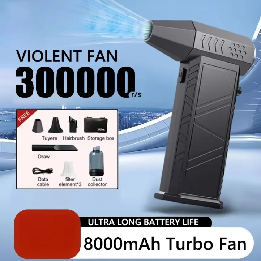 

Powerful Air Blower Vacuum Dust Cleaner 300000RPM Violent Fan Type-C Charging Strong Winds Brushless Turbo Jet Blower Dry