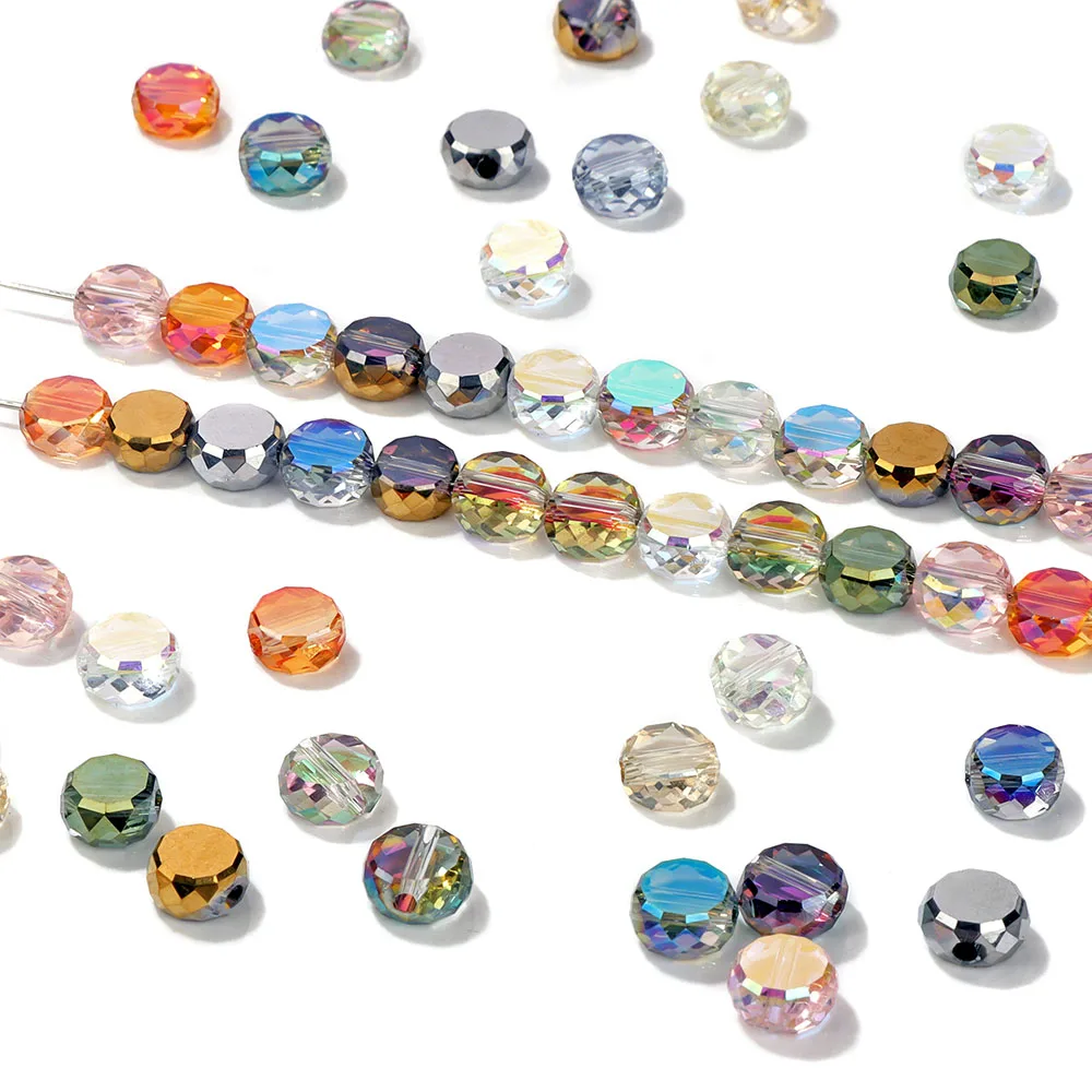 30pcs/lot Faceted Austria Crystal Bead 4X6MM Round Flat Loose Spacer Glass Beads For Jewelry Making Earrings Necklace Bracelet