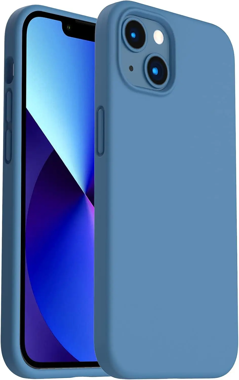 

Liquid Silicone Shockproof Case for iPhone 13, Blue Anti-Dust Cover with Wireless Charging Support