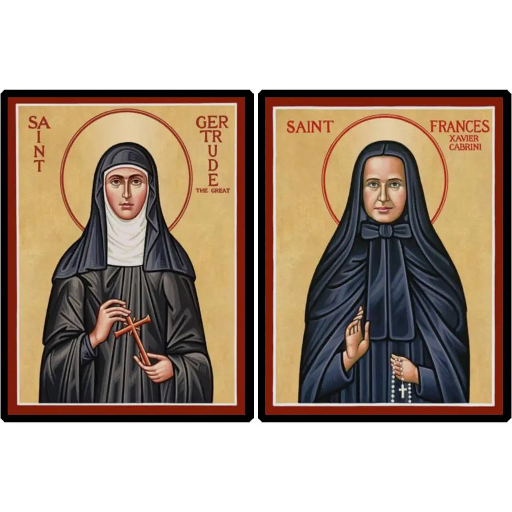 Greek Orthodox St. Genevieve Icon Byzantine HD Canvas Print Large Religous Wall Art for Church & Home Altar Christian Gift