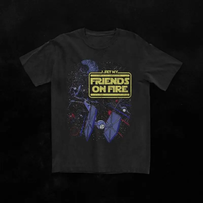 Черная хлопковая футболка I Set My Friends on Fire KK2002