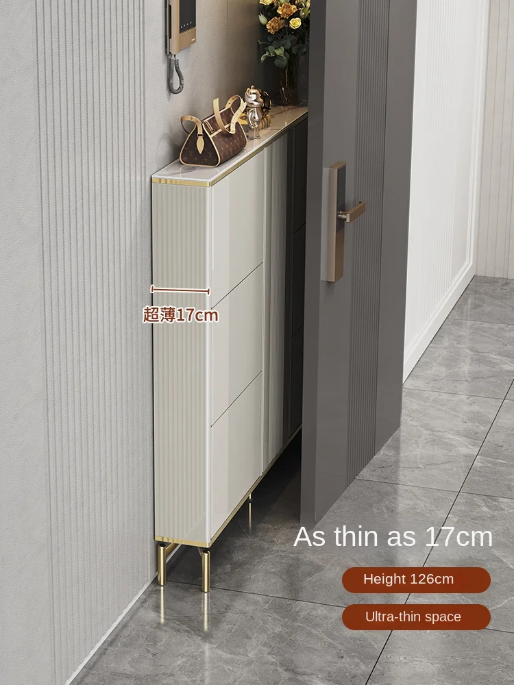 YY Ultra-Thin Shoe Cabinet Home Doorway Wall Small Apartment Tilting Shoe Cabinet