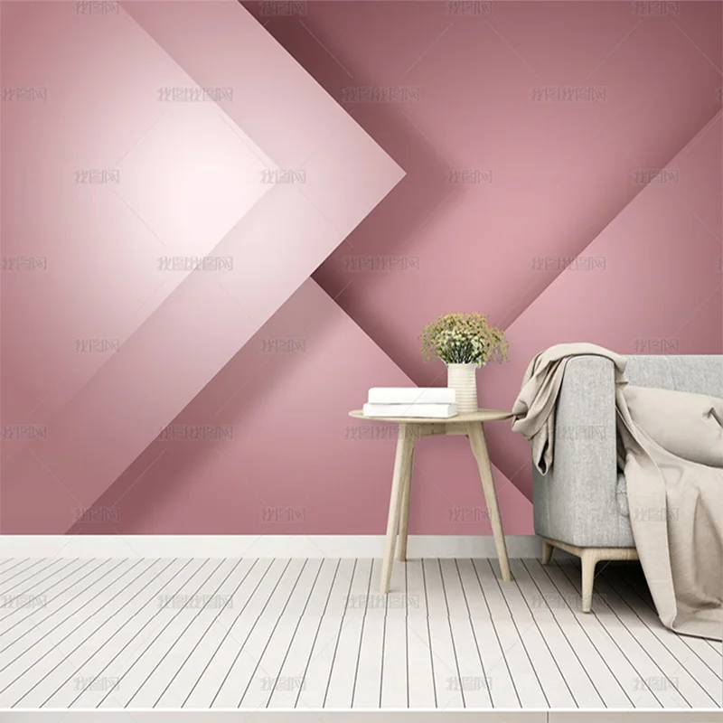 

Custom 3d wallpaper mural contemporary contracted geometry graph Nordic living room television background wall Pink bedroom 8d