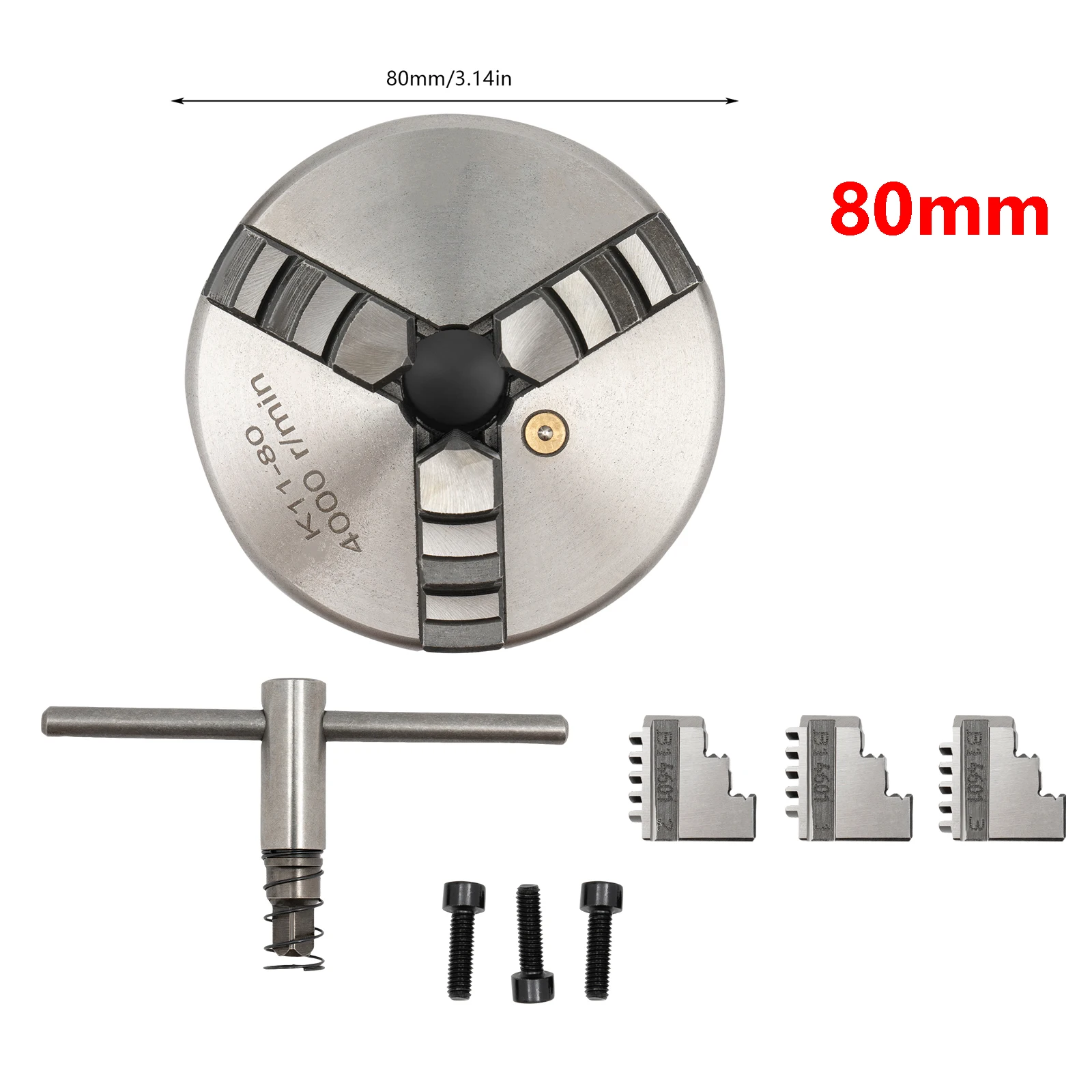3-klauw zelfcentrerende chuck 80mm/100mm/125mm draaibank chuck set voor CNC-machinegereedschappen, frees- en boormachines, klemmen
