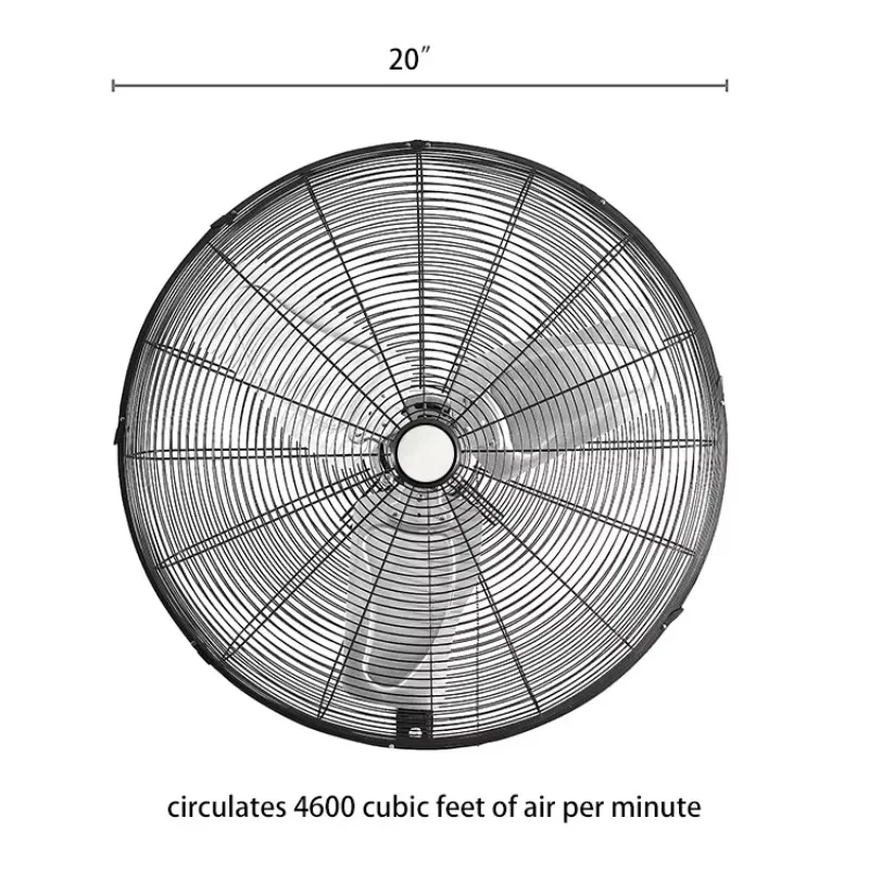 High Performance Aluminum Blades 20 Inch Wall Mounted Oscillating Fan for Greenhouse