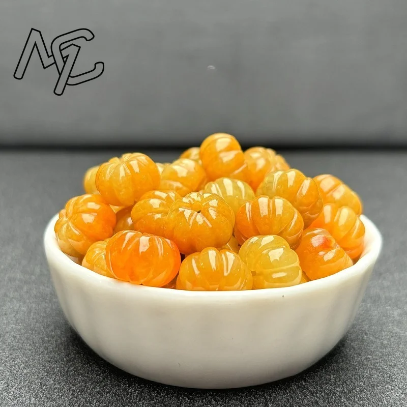 10pcs A Green Jade Pumpkin Beads DIY Earrings Bracelet Charm Jadeite Jewellery Fashion Accessories Amulet Gifts for Women Men - view 6