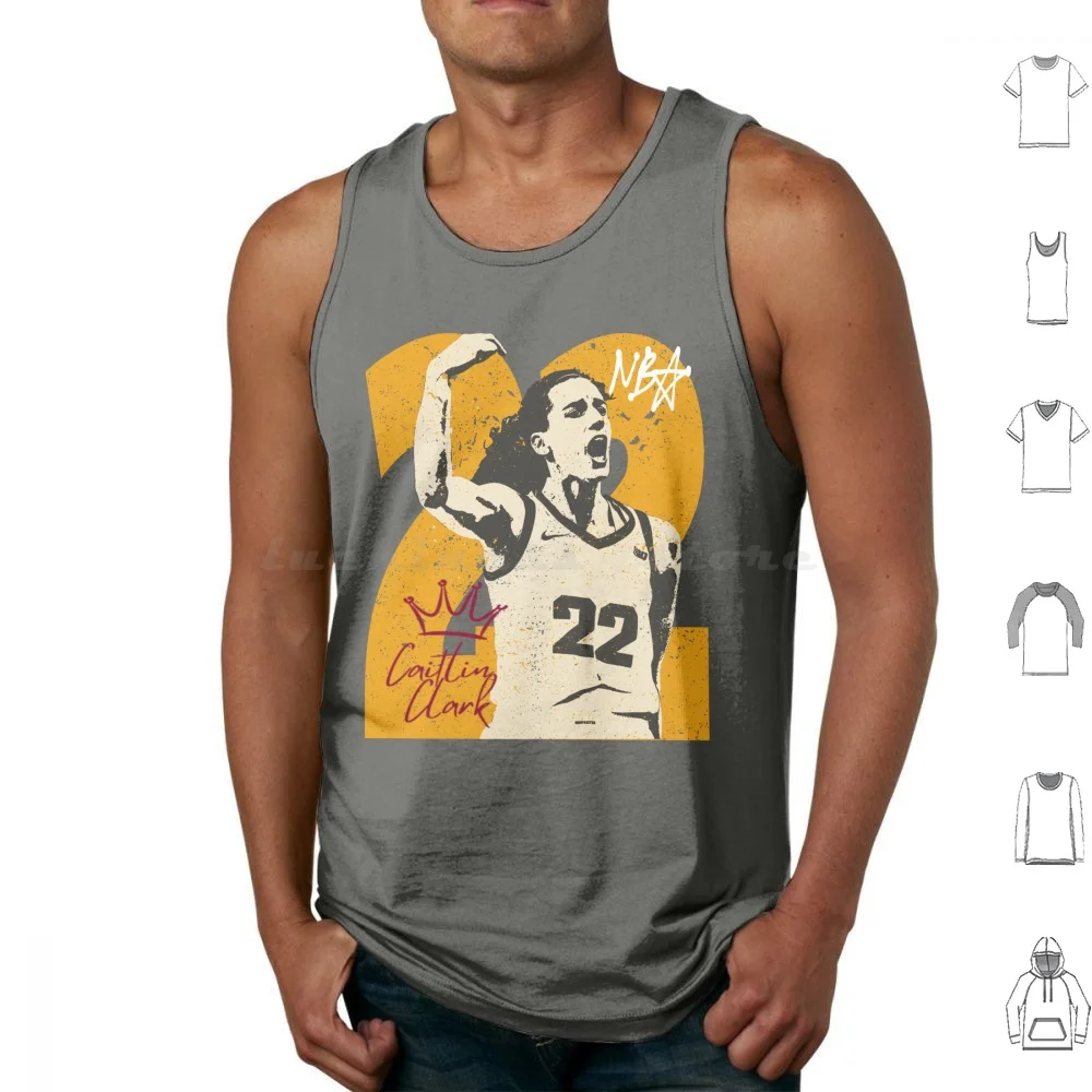 Caitlin Clark Star Tank Tops Print Cotton 22 Caitlin Clark Basketball Clark Iowa Caitlin Caitlin Clark 22 Basketball Player