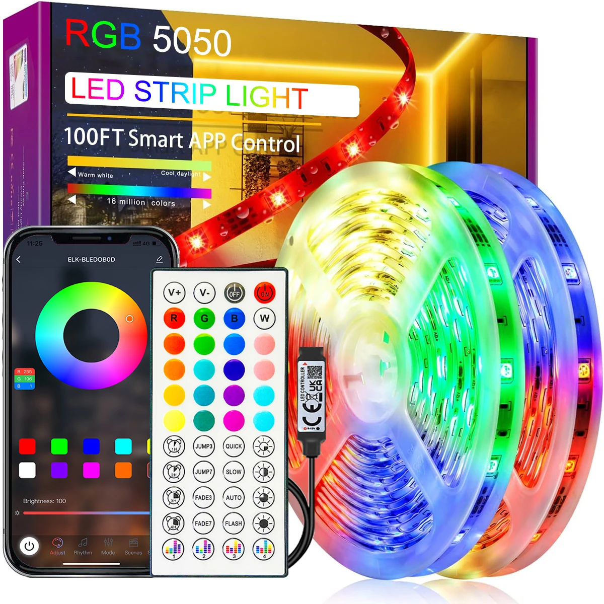 1-40M Led Strip Lights Music 44Key APP Sync Remote Control USB 5V RGB Flexible Tape for Room Decoration TV Backlight Diode Decor