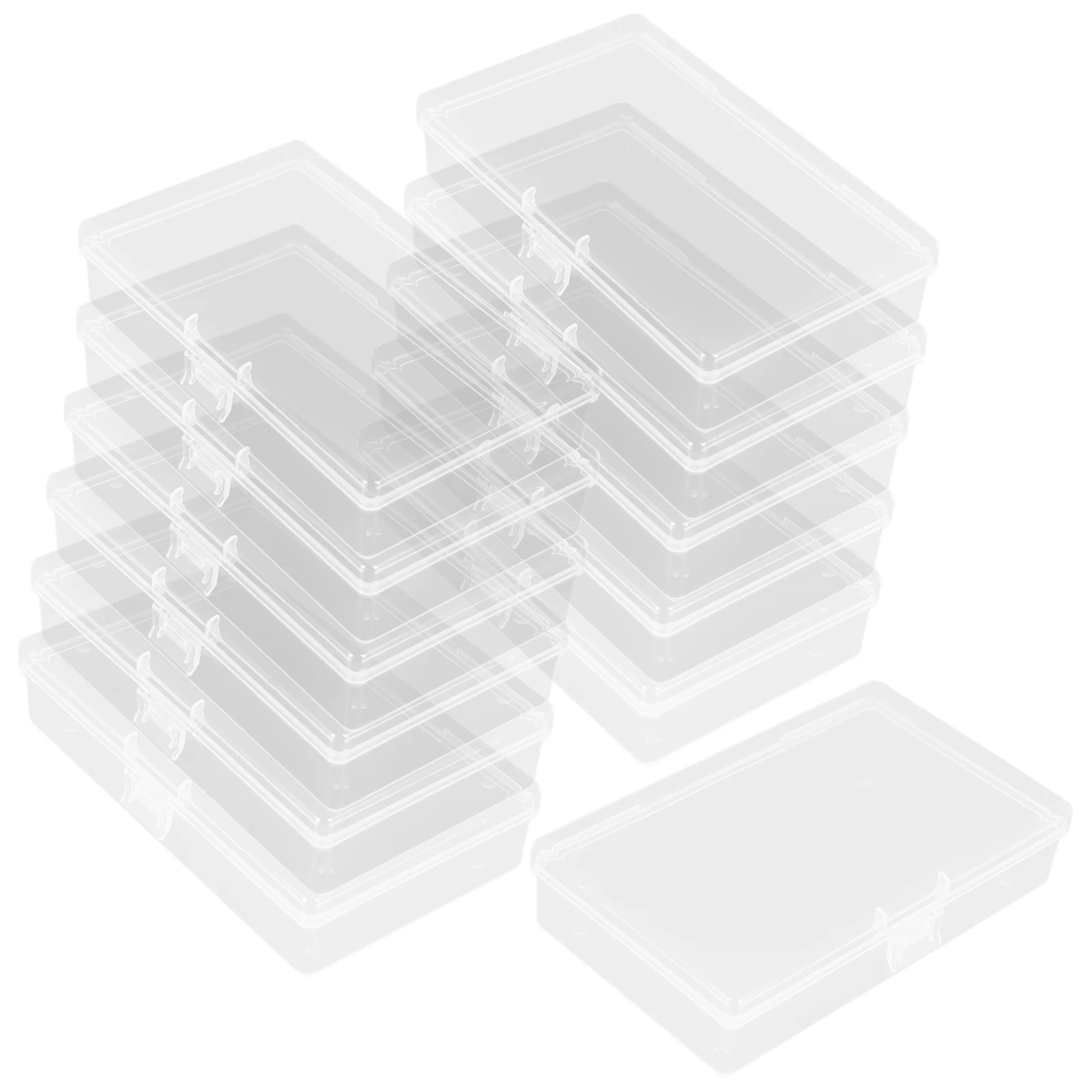 

12pcs Hinge Storage Boxes Transparent Rectangular Mini Organizer for Beads Accessories 13 5X8X3CM Portable Jewelry Container