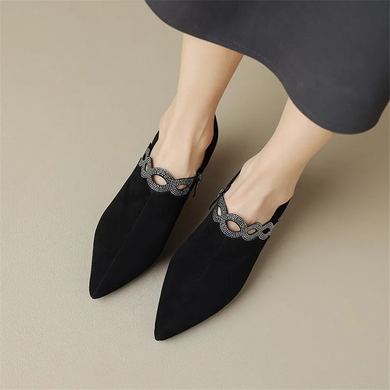 2024 New Spring Sheep Suede Women Shoes Pointed Toe Women Pumps Shoes for Women Deep Mouth Loafers Ankle Boots Zapatos De Mujer