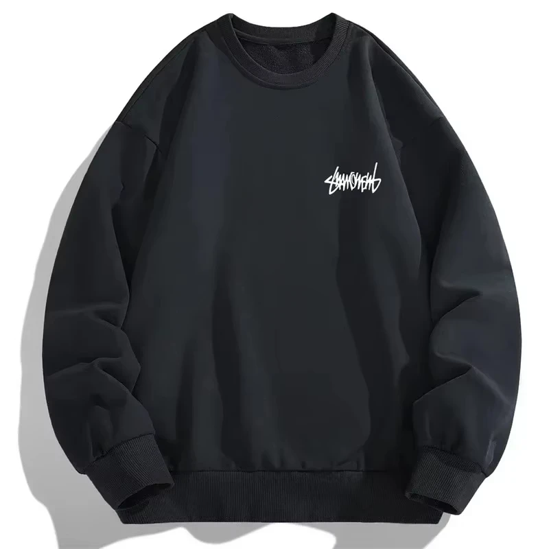2026 Frühling Herbst Neue Herren Casual Sweatshirts Harajuku Loose Streetwear Oberteile O-Ausschnitt Pullover Kapuzenpullover Einfarbige Herren-Sweatshirts S-3XL