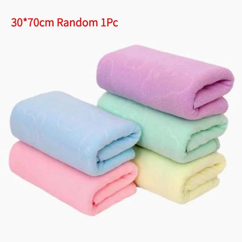 Random 1Pc Soft Microfiber Bath Towels Highly Absorbent Cute Embossed Patterns For Home Shower Daily Cleaning Use.