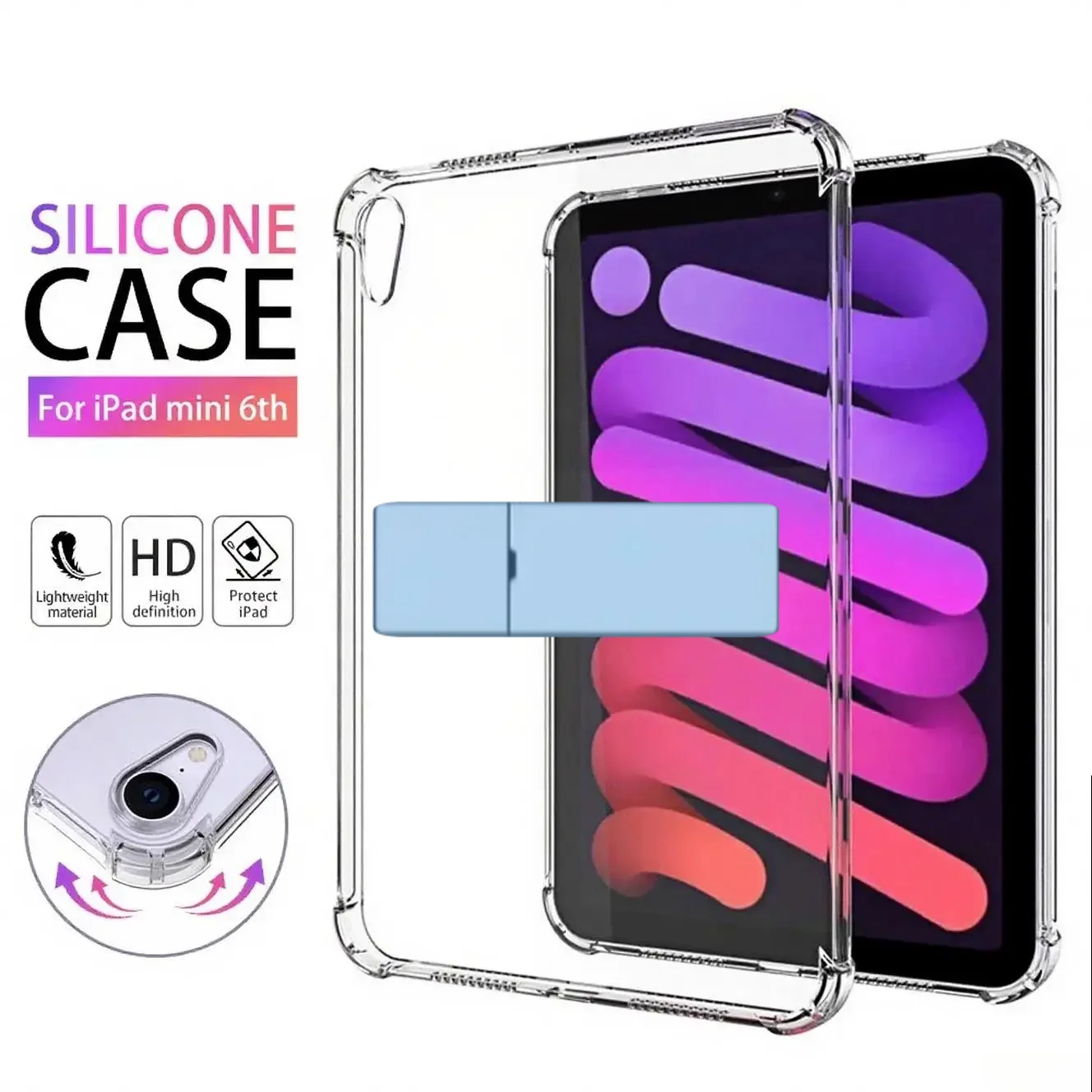 HD Clear TPU Case for IPad 2026 12th 11th 10th 10.9 Air 5 4 10.2 9 8 7 Air 13 11 Mini 7 6 5 4 3 8.3 10.5