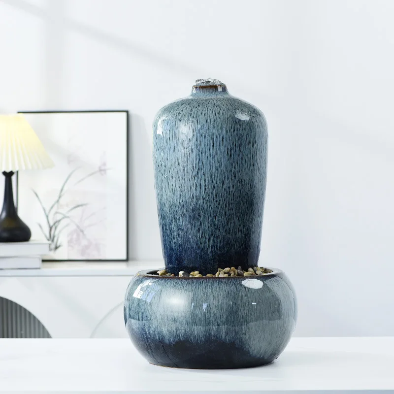 Simple and creative ceramic vase, auspicious flowing water ornament at home entrance c