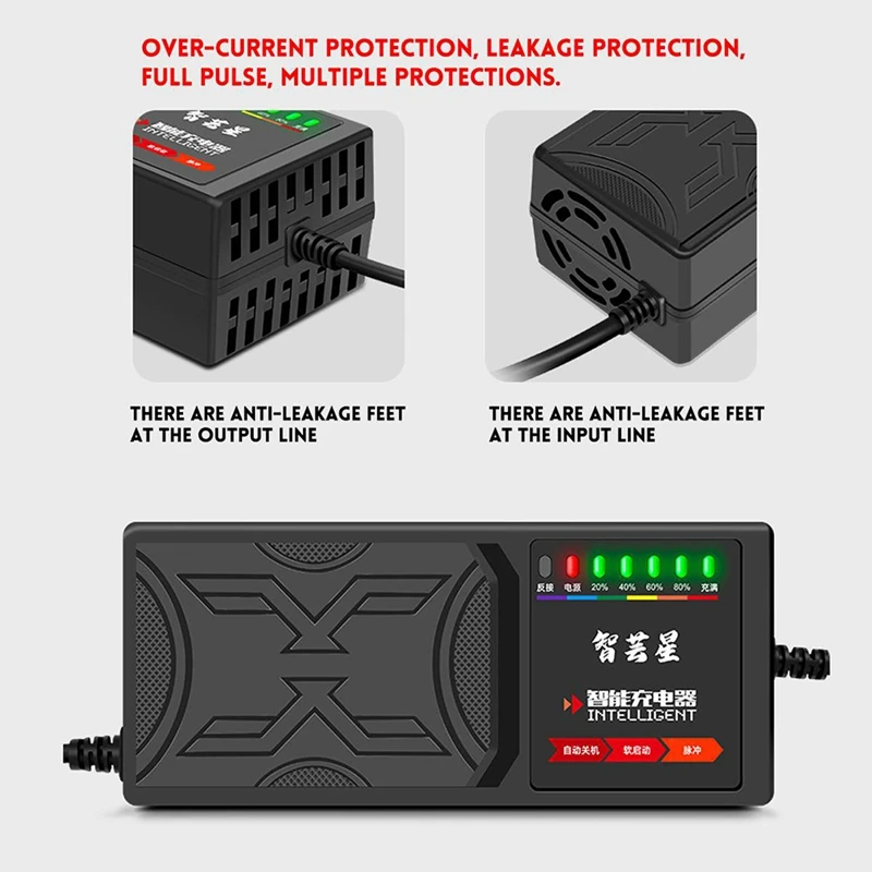 20AH Electric Vehicle Charger 7 Light Display Power Display Current Leakage Protection/Full Pulse EU Plug