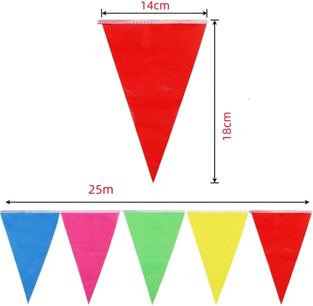25 m bunte Wimpel-Banner-Flaggen, Geburtstags-Wimpelkette, Banner, Öffnung, Wandbehang, Outdoor-Event, Klassenzimmer, Party, Girlande, Heimdekoration – Detail 1