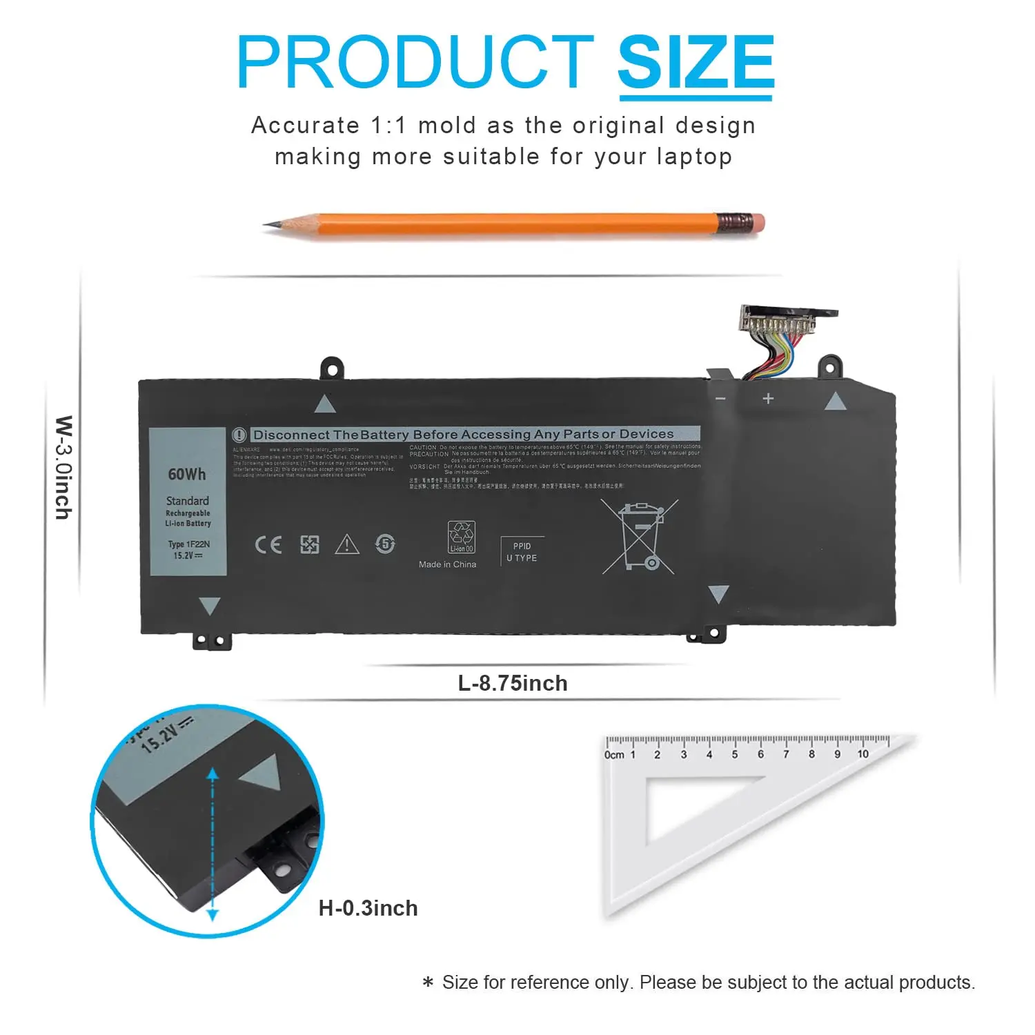 1F22N Laptop Battery for Dell Alienware M15 P79F M17 R1 P37E P37E001 G7 7590 7790 G5 5590 D2783W D2743B D2843W HYWXJ JJPFK 60Wh