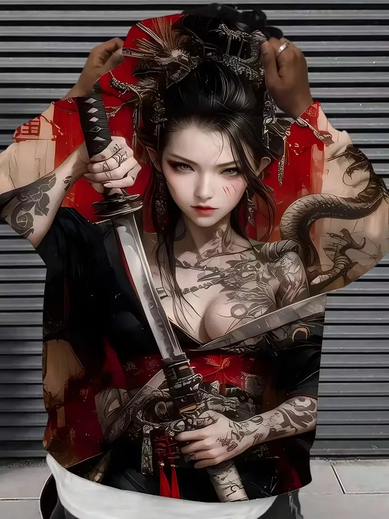 

Толстовка с 3d принтом японского аниме для мужчин и женщин, модный сексуальный спортивный костюм самурая, повседневная толстовка с капюшоном, осенне-зимняя одежда, пальто Y2k