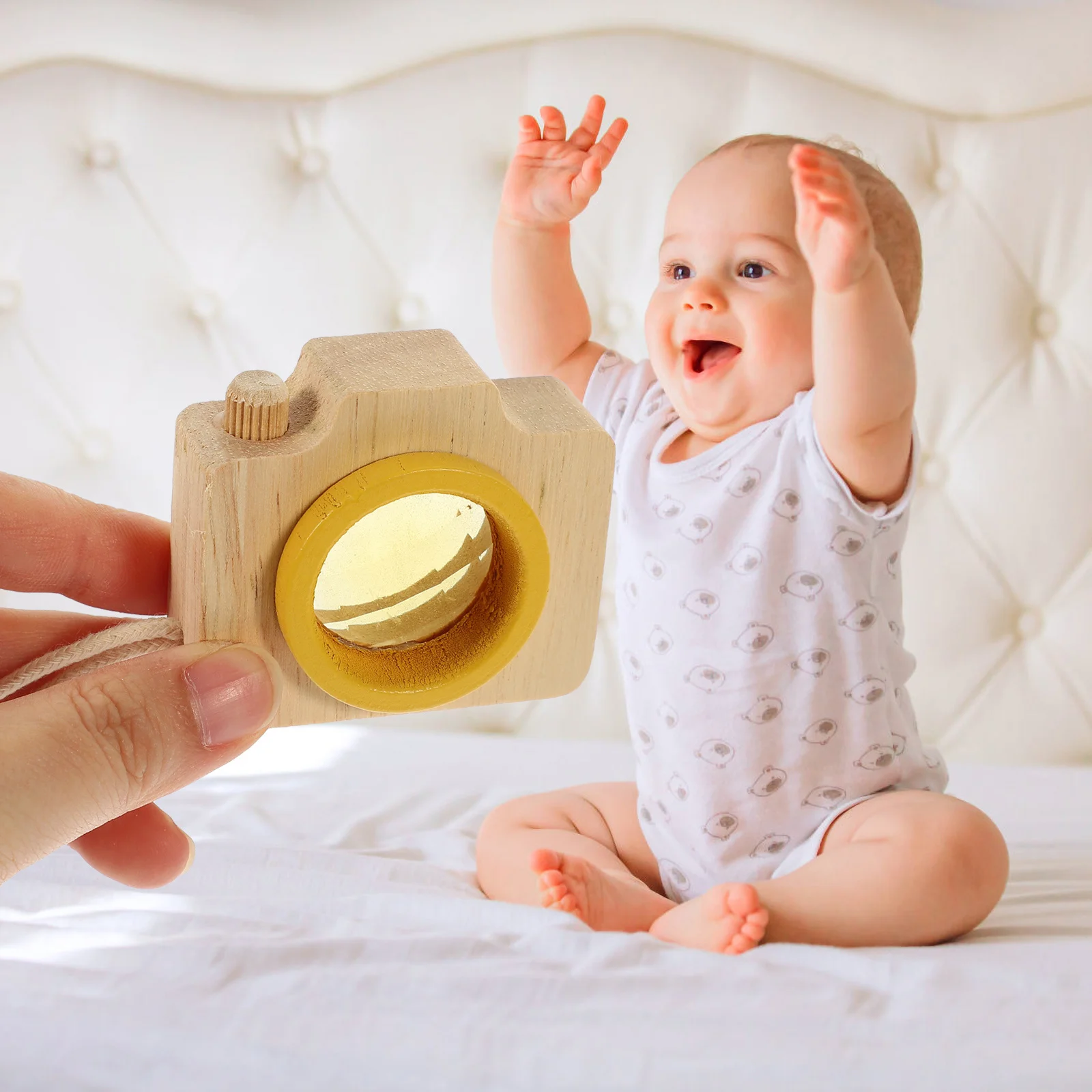 Drewniany aparat fotograficzny-kalejdoskop, edukacyjna zabawka kreatywna dla dzieci, idealna na imprezy, dekoracyjny, vintage, miniaturowy aparat fotograficzny-kalejdoskop.